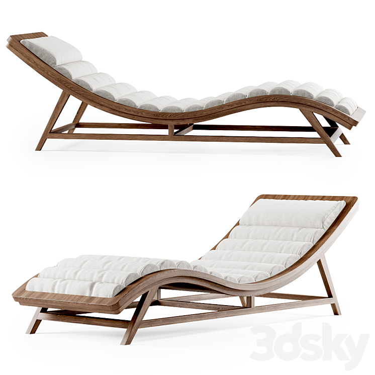 Wooden chaise lounge 3DS Max - thumbnail 1