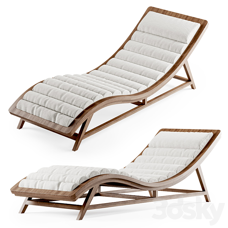 Wooden chaise lounge 3DS Max - thumbnail 2