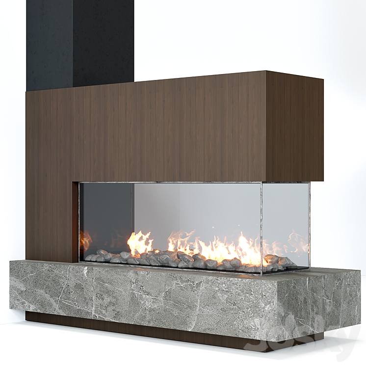 Fireplace modern 62 3DS Max - thumbnail 2