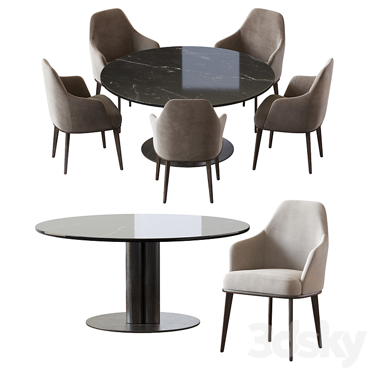 Chair Liam and Goya Arflex Table 3D Model