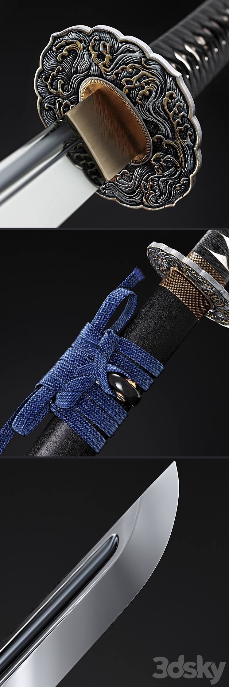 Katana japanese sword 3D Model