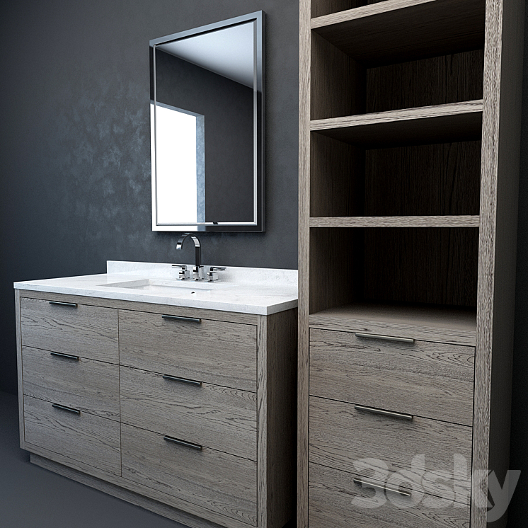 RH Modern Machinto single extra-wide vanity - Bathroom furniture - 3D model