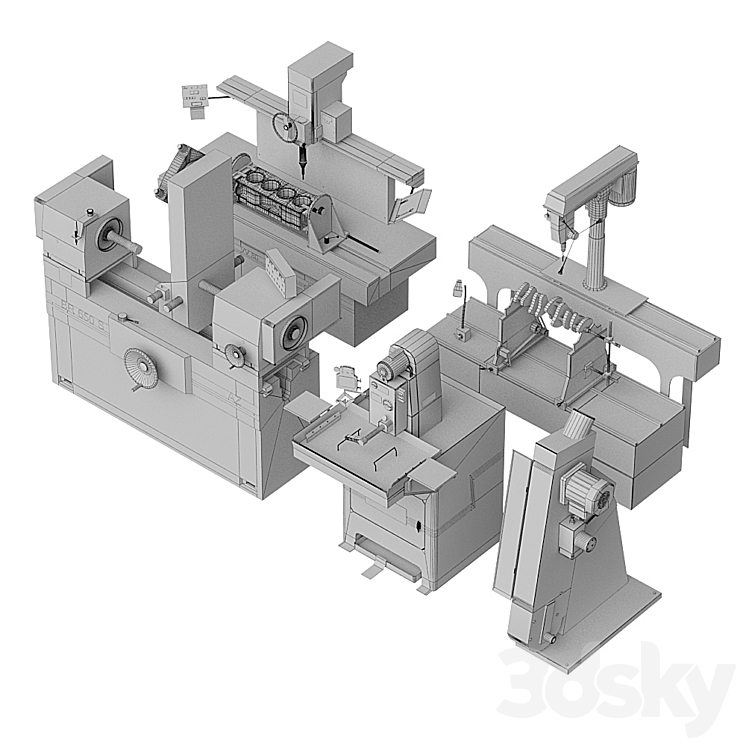 Set of machines 3DS Max Model - thumbnail 2