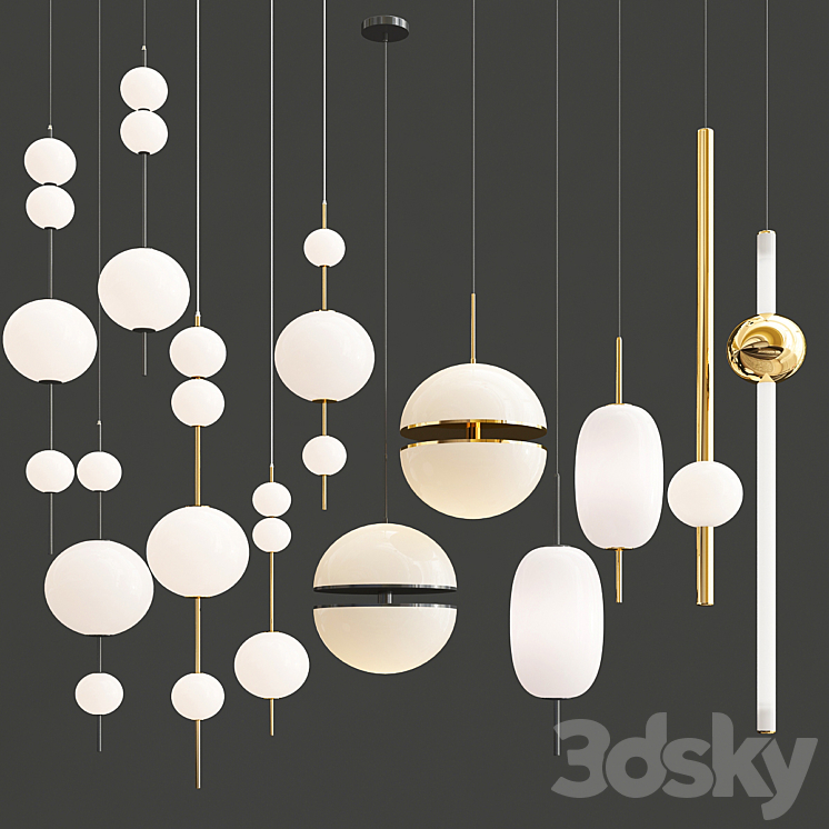 Four hanging lamps 3DS Max - thumbnail 1