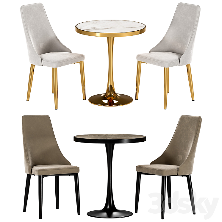 Largo dining chair and Dorian table 3DS Max - thumbnail 1