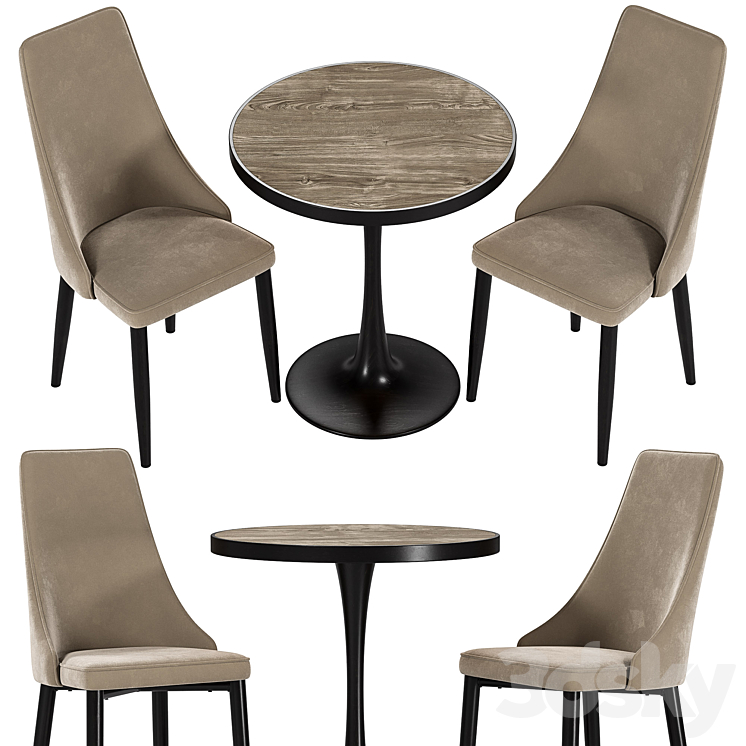 Largo dining chair and Dorian table 3DS Max - thumbnail 2