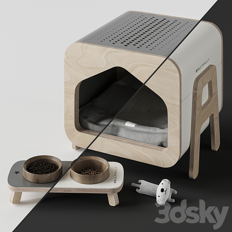 WeelyWally Oslo house and Toscana pet feeder 3D Model