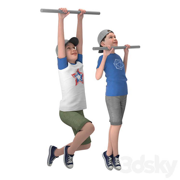Boy on the horizontal bar 3D Model