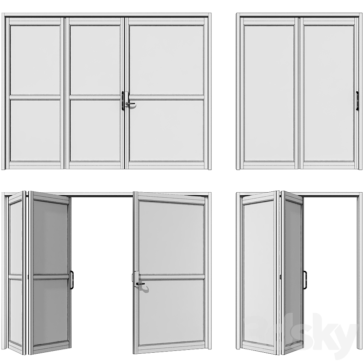 Folding Metal Automatic Door 3D Model
