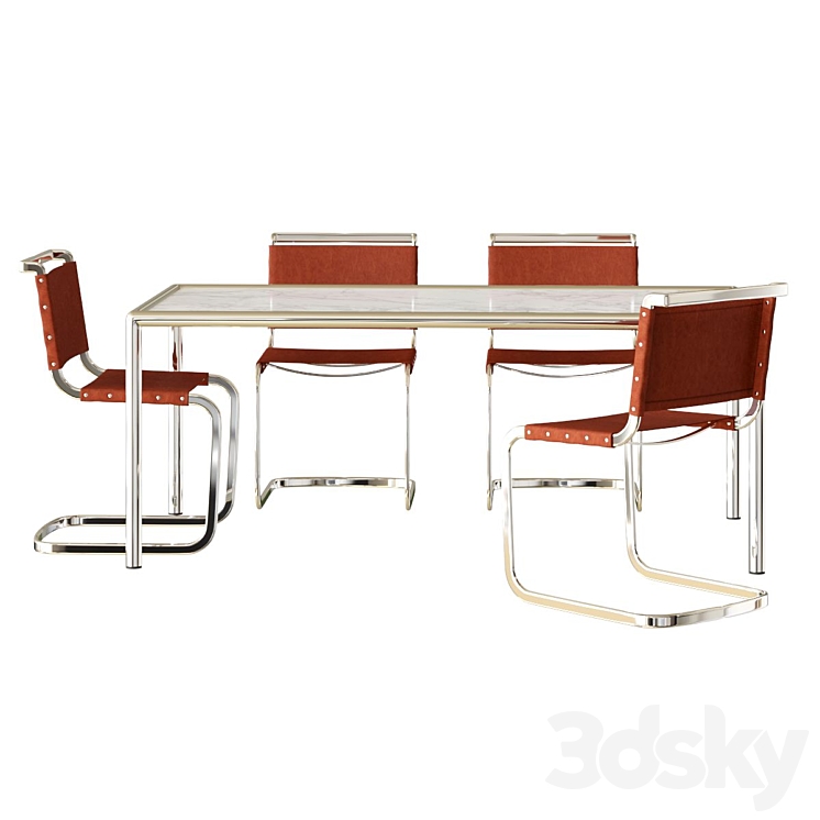 Cy Metal and Marble Dining Table 3DS Max Model - thumbnail 2