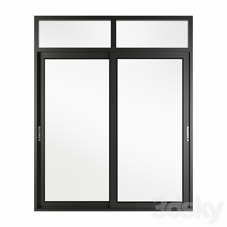 Aluminum Sliding Door & windows with header 3D Model