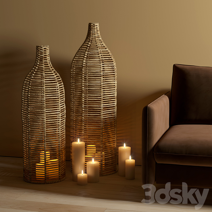 Wicker vases 3D Model Free