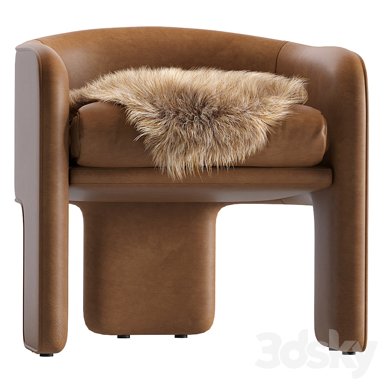 Milo baughman leather armchair 3DS Max Model - thumbnail 2