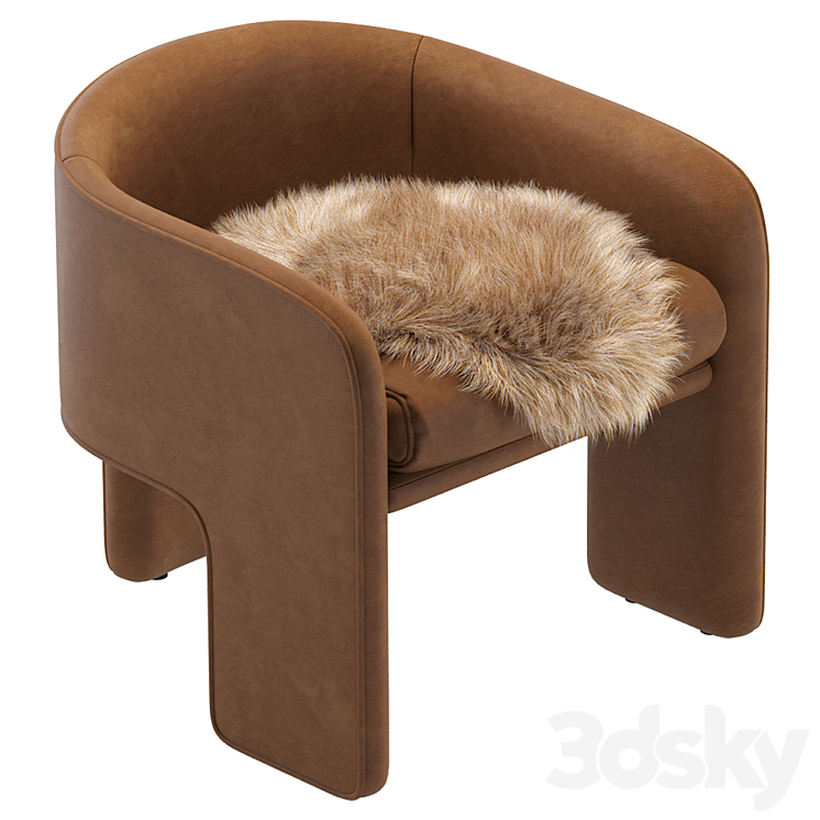 Milo baughman leather armchair 3DS Max Model - thumbnail 1