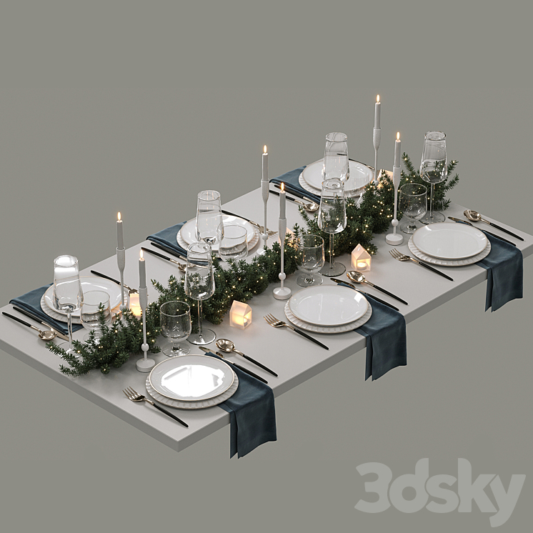 New Year's table setting 3DS Max - thumbnail 1