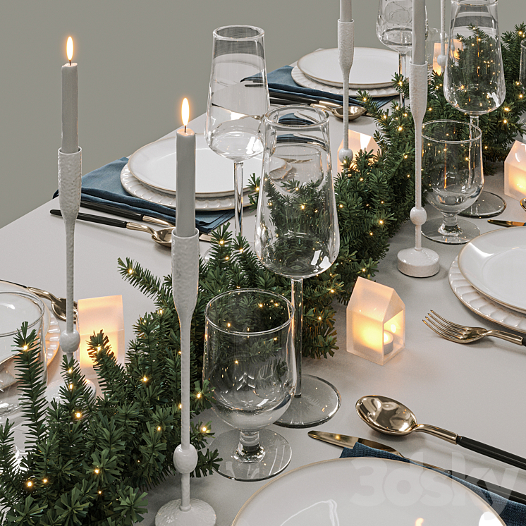 New Year's table setting 3DS Max - thumbnail 2