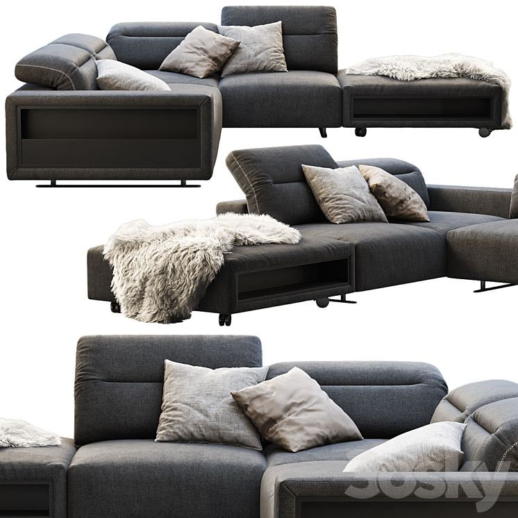 BoConcept Hampton corner sofa with storage 3DS Max - thumbnail 2
