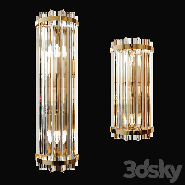 Wall lamp made of glass Garda Decor (set of 2 – 55cm and 35cm) 3DS Max - thumbnail 1