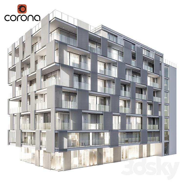Modern residential building 04 3D Model