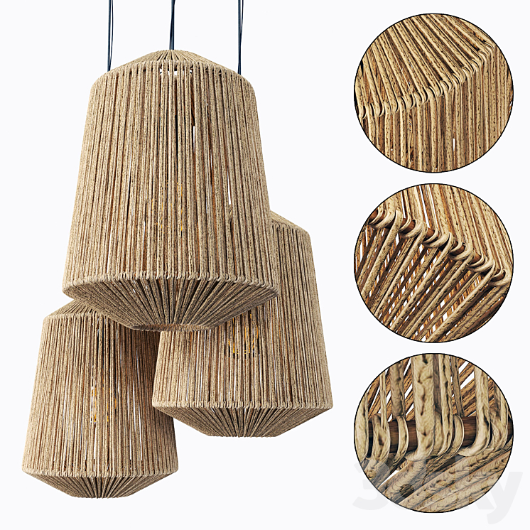 Lamp wood rotang wicker barrel / Lamp wicker rattan barrel 3D Model