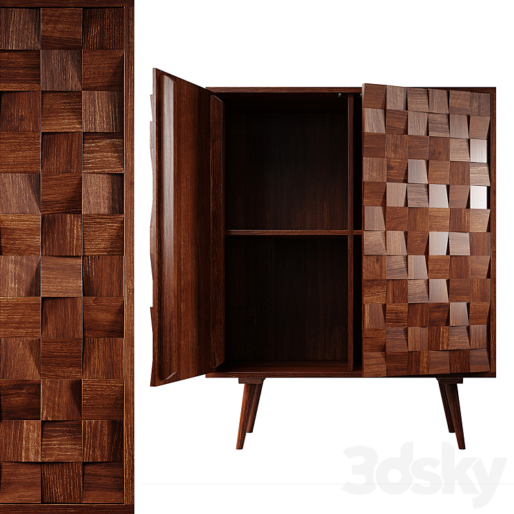 Zara Home – The sideboard with carved doors 3DS Max - thumbnail 1