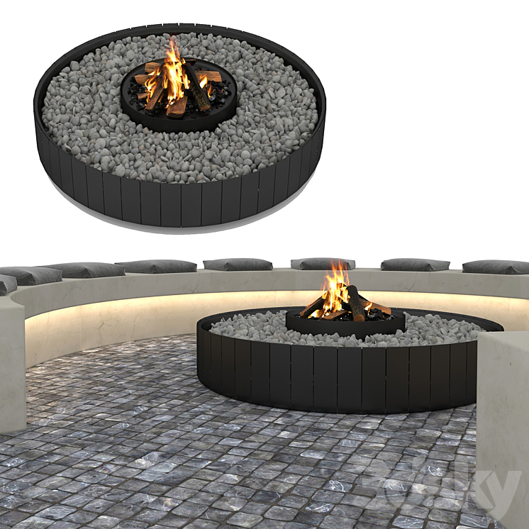 Outdoor Fireplace 3DS Max - thumbnail 2