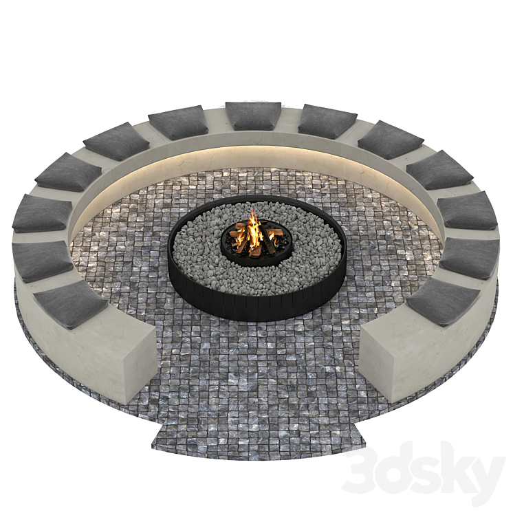 Outdoor Fireplace 3DS Max - thumbnail 1