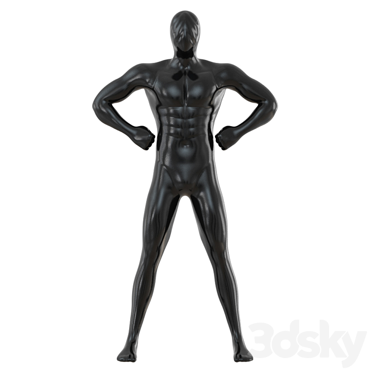 Male black mannequin in wide pose with arms on sides 97 3DS Max Model - thumbnail 1