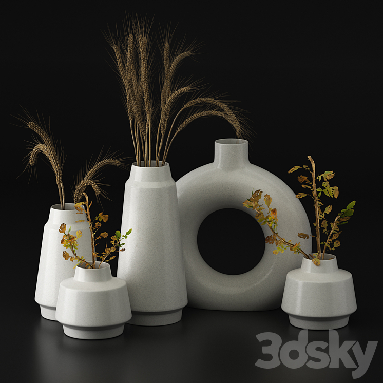 Hoa Ceramic Vases Decorative set 3D model