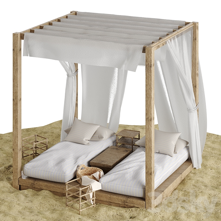 Beach lounge outdoor set 3 3DS Max - thumbnail 1