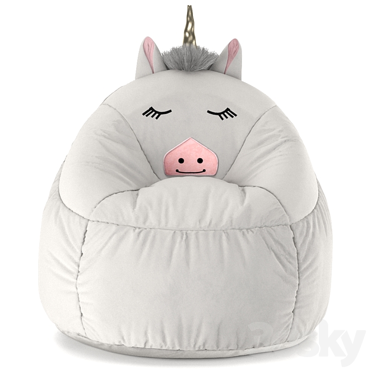 Kids Bean Bag Chair White Unicorn – Pillowfort  3DS Max - thumbnail 1