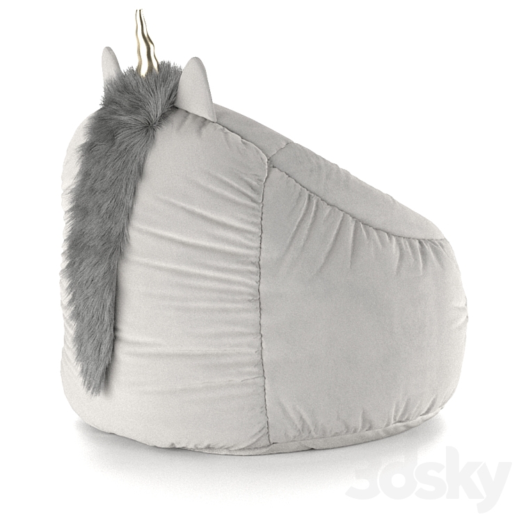 Kids Bean Bag Chair White Unicorn – Pillowfort  3DS Max - thumbnail 2