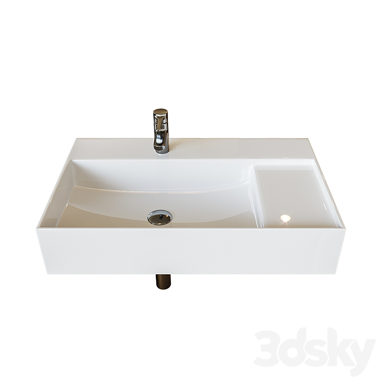 Washbasin Roca Inspira Square WB Unik 80×49 cm furniture 32752B000 3DS Max - thumbnail 1