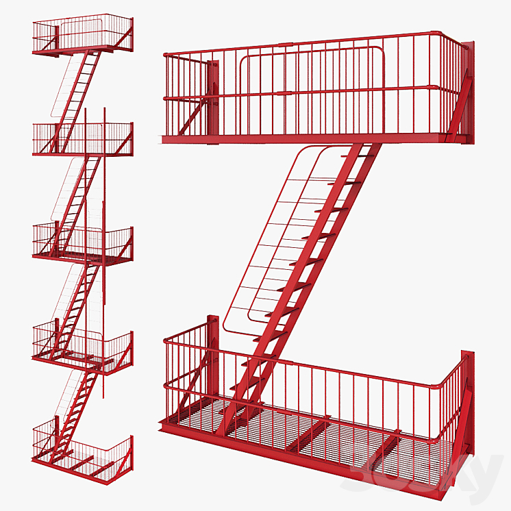 Street fire escape 3D Model