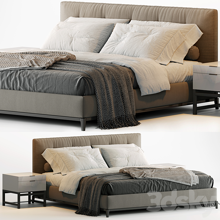 Minotti Andersen Quilt Bed 3DS Max - thumbnail 1