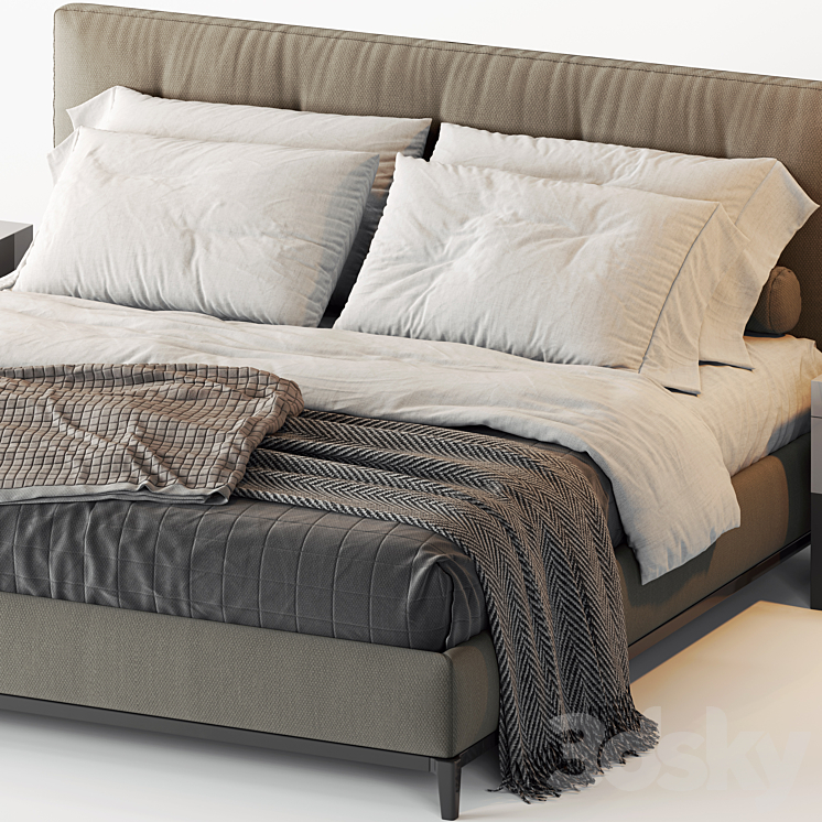 Minotti Andersen Quilt Bed 3DS Max - thumbnail 2