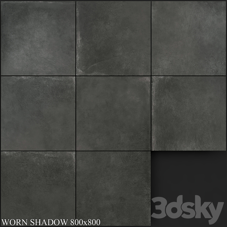 Ariana Ceramica Worn Shadow 800x800 - Tile - 3D model