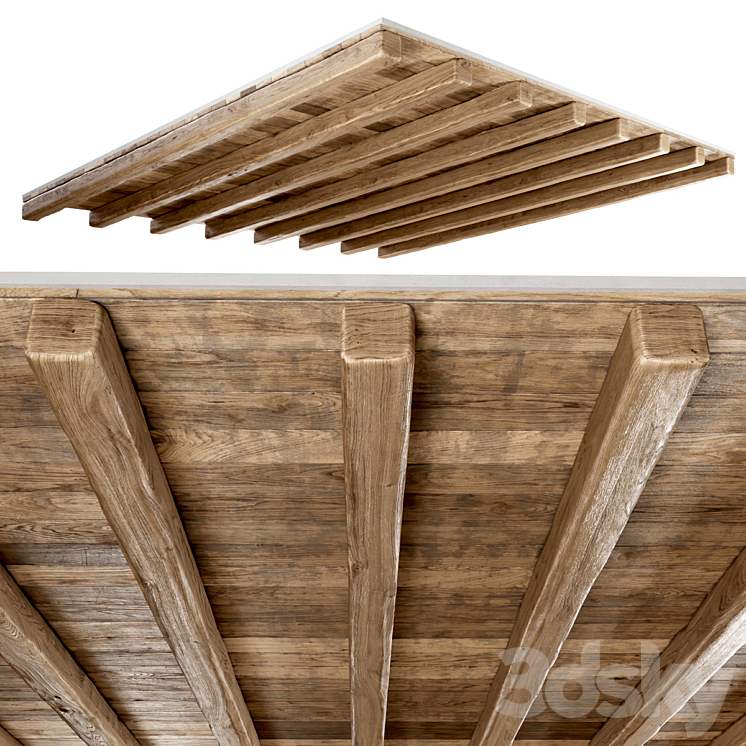 Wooden ceiling \/ Wooden pitched ceiling 3DS Max - thumbnail 1