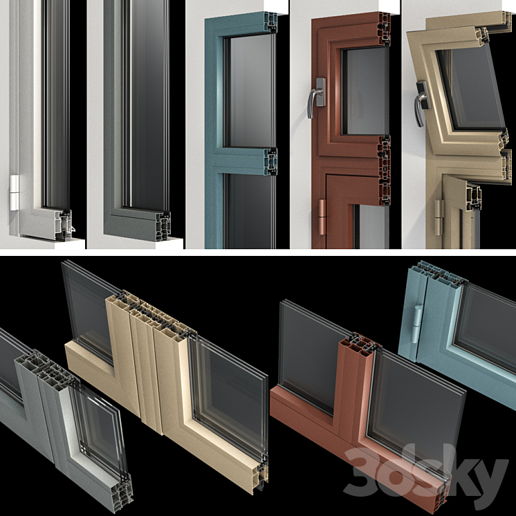 Stained aluminum doors 3D Model