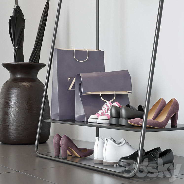 Cox & Cox Floor Standing Coat Rack 3D Model
