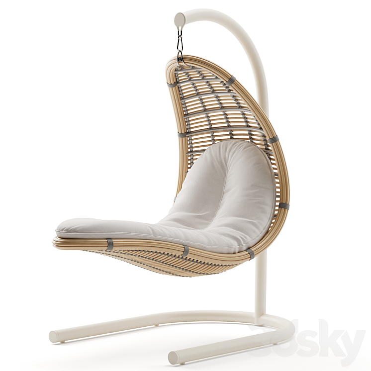 Outdoor garden wicker rattan hanging chair Christy 3DS Max Model - thumbnail 1