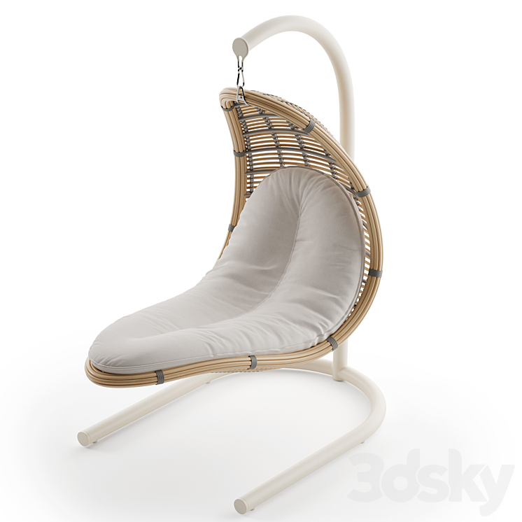 Outdoor garden wicker rattan hanging chair Christy 3DS Max Model - thumbnail 2