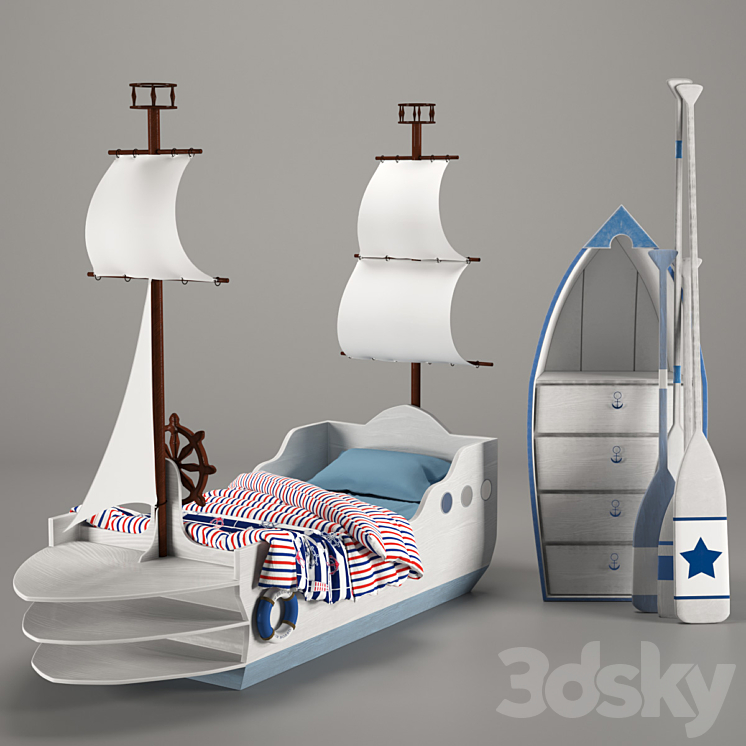Children's Boat Bed 3DS Max Model - thumbnail 1