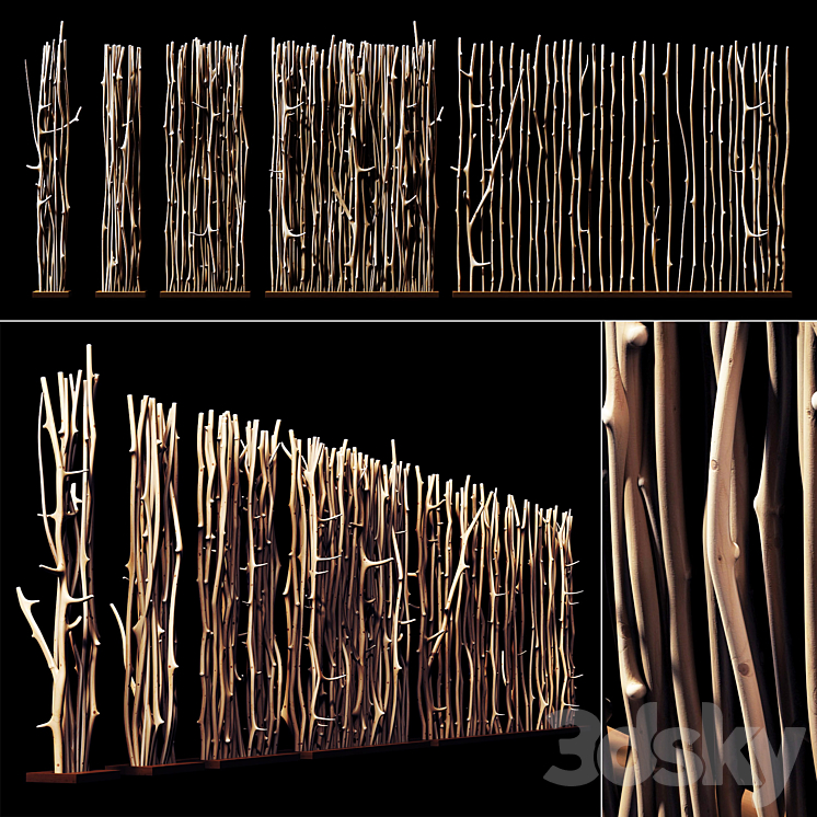 Screen branch clear decor n1 \/ Screen of peeled branches for decor # 1 3DS Max - thumbnail 1