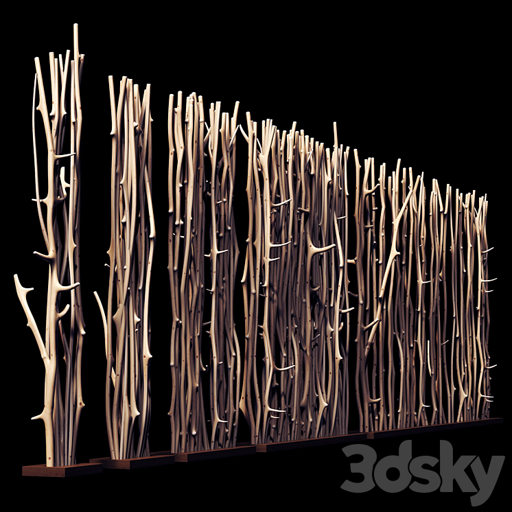 Screen branch clear decor n1 \/ Screen of peeled branches for decor # 1 3DS Max - thumbnail 2