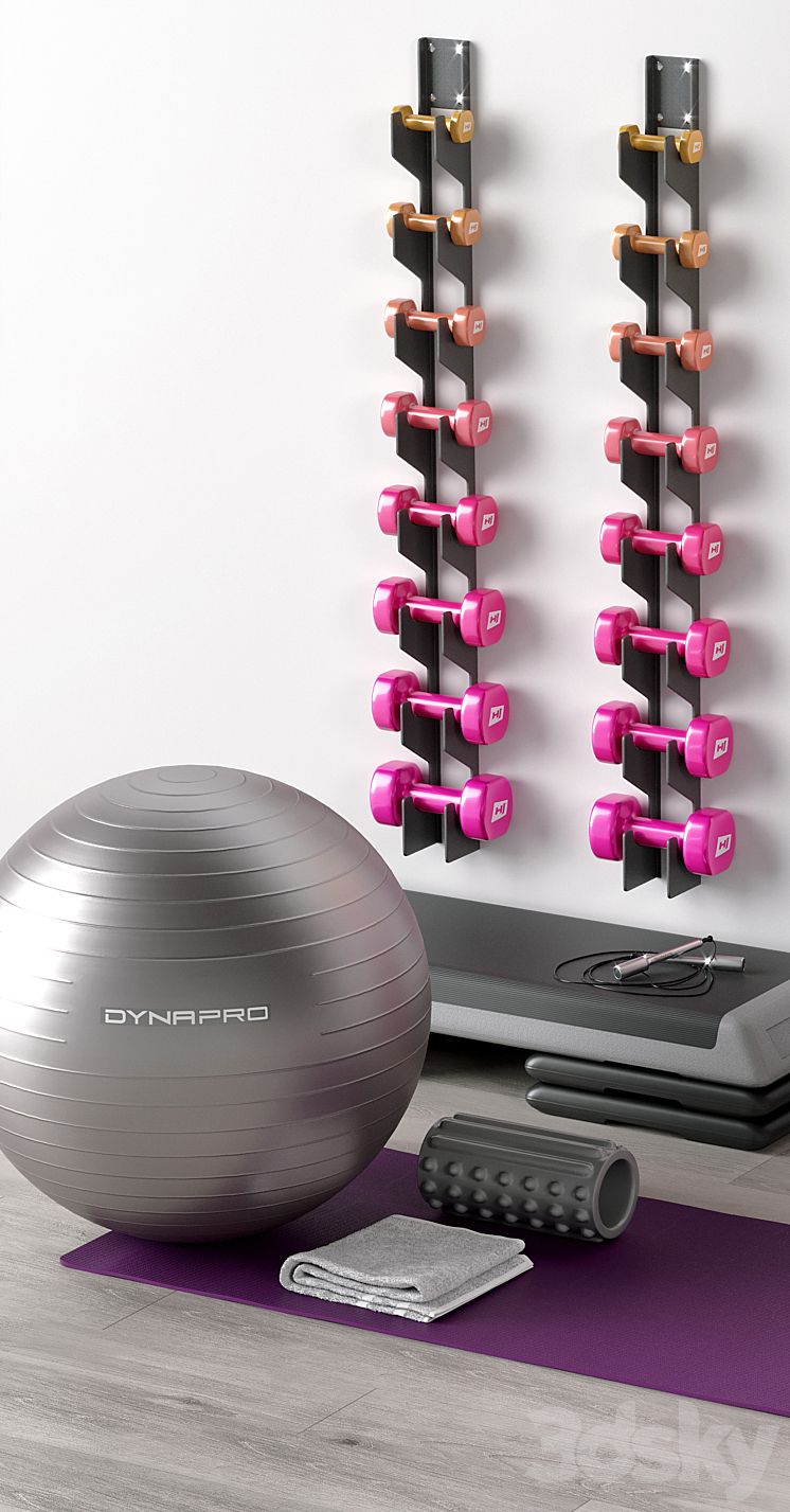 Excellent set for a fitness room. Sport equipment. Set 3DS Max - thumbnail 2