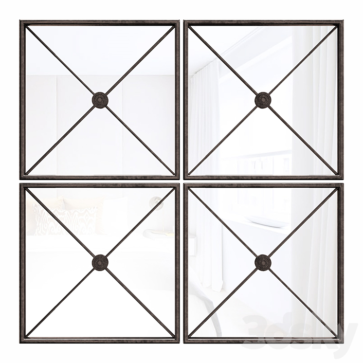 Jeffrey Large Framed Wall Mirror (Set of 4) Mirror 3D model