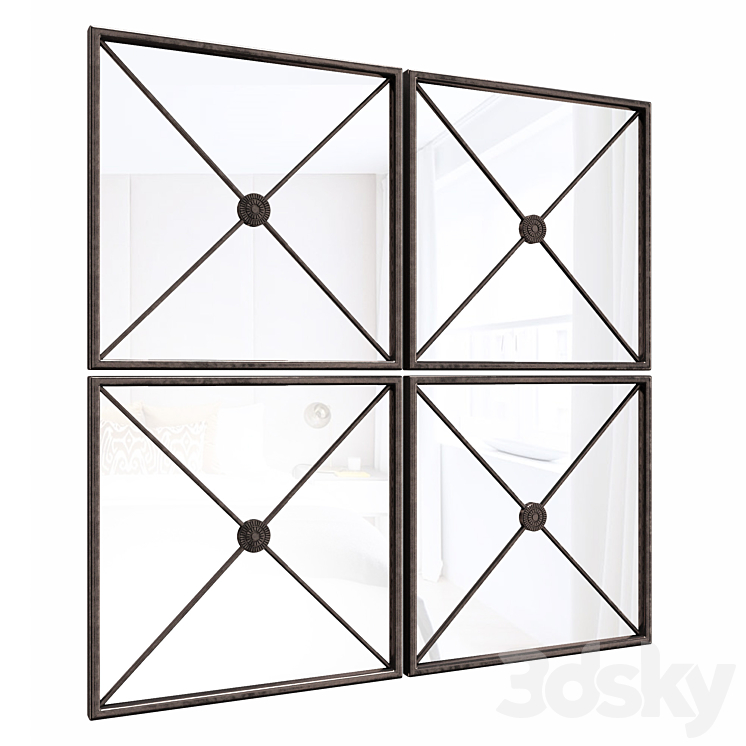 Jeffrey Large Framed Wall Mirror (Set of 4) Mirror 3D model