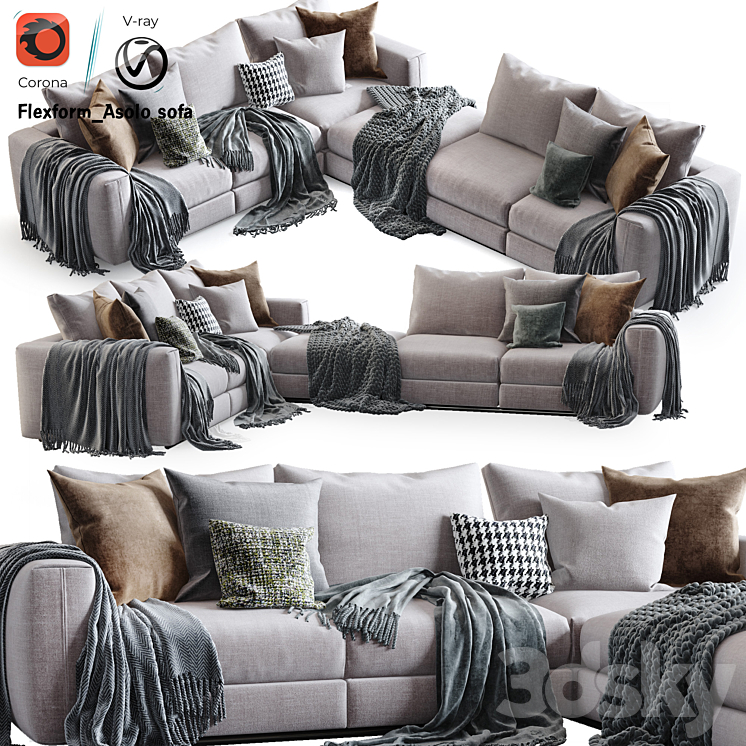 Flexform Asolo Sectional Sofa Sofa 3D model