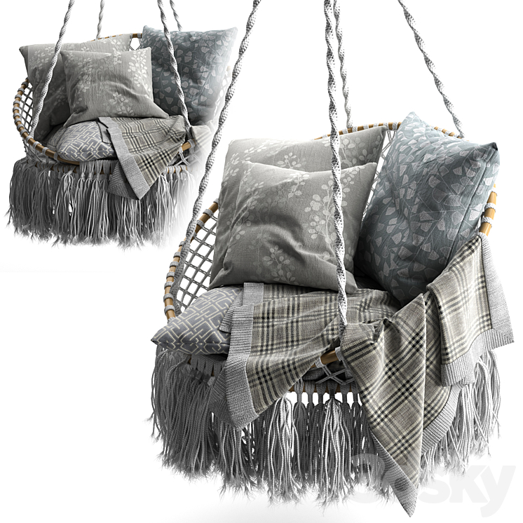 Rattan hammock SPELL Macrame 3D Model